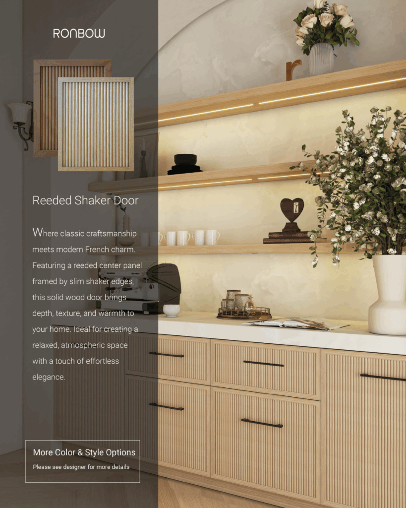 Ronbow's reeded shaker door is where classic craftsmanship meets modern French charm.