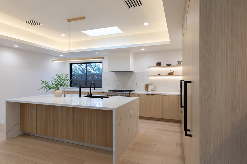 Ronbow's fluted texture is a statement accent against main cabinetry.