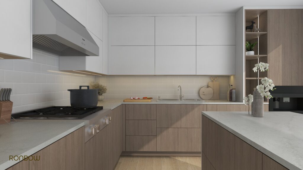 Slab door cabinet renders