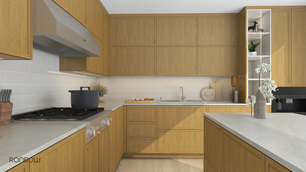 Stained Chestnut White Oak Cabinet Render